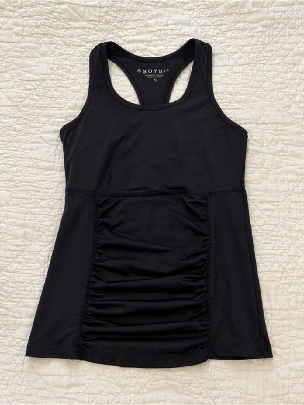 Soybu Black Ruched Workout Tank Top Racerback Athletic Gym Womens Small